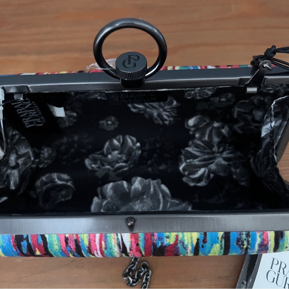 Prabal Gurung Colorful Striped Metal Clutch/ Bag - NWT - Picture 6 of 12